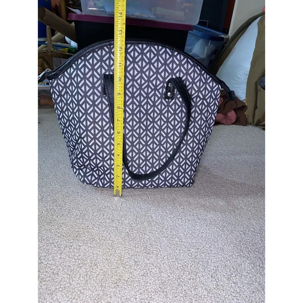 Eco One Insulated Lunch Tote Bag Black White Geometric Diamond Thermal Cooler